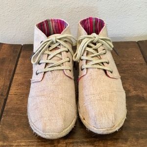 Toms Canvas, natural, cream, loafers, lace-up